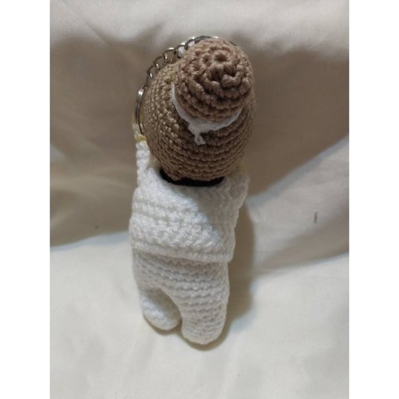 6" Handmade Amigurumi Nurse Doll Keychain Boho Knit Crocheted Front Line Worker - Picture 3 of 4